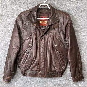 Vintage Reed Leather Sportswear Mens Brown Thinsulate Bomber Jacket Size 40 XL
